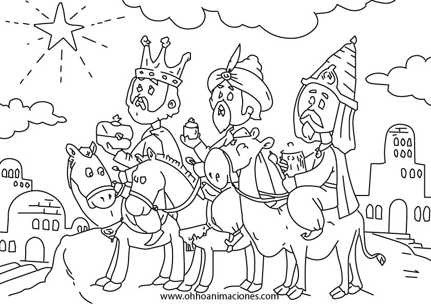 Dibujos para colorear los reyes magos y la estrella del pastor   eshellokidscom